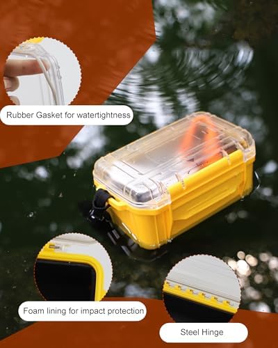 Small Waterproof Box Yellow Dry Case with Foam for Kayaking Boating - Image 5