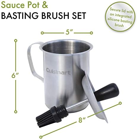 Cuisinart Sauce Pot and Basting Brush Set, 16 oz. Stainless Steel Grill Accessory with Silicone Basting Brush for Cooking & BBQ, Easy to Clean BBQ Accessories for Smoking and Grilling - Image 4