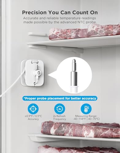 GoveeLife WiFi Refrigerator Thermometer Sensor with Alarm, 2-Pack & Gateway - Image 3