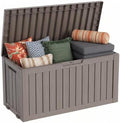 EasyUp 165 Gal Resin Deck Box, Waterproof Lockable Outdoor Storage, Grey by EASYUP