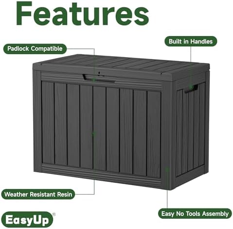 EasyUp 55 Gal Waterproof Resin Outdoor Storage Box UV Resistant Deck Box - Image 2