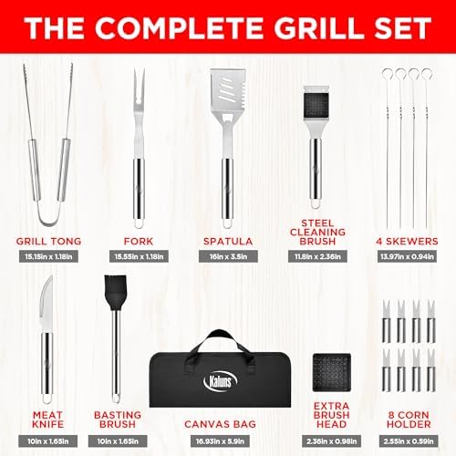 Kaluns Grilling Accessories, Dad Gifts for Fathers Day, Heavy Duty Stainless Steel Grill Set BBQ Grill Accessories for Outdoor Grill with Storage Case and Apron, Best Gifts for Men Dad - Image 3
