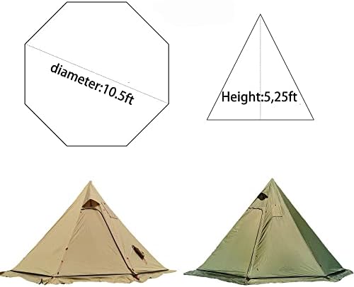 Tipi Hot Tent with Fire Retardant Stove Jack for Flue Pipes, 2~3 Person, Lightweight, Teepee Tents for Family Team Outdoor Backpacking Camping Hiking - Image 2