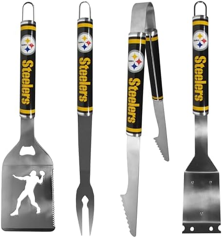 Siskiyou NFL Pittsburgh Steelers 4 pc Logo Grill Tool Set, One Size, Team Colors by Siskiyou