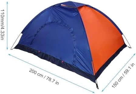 1 2 Person Three Defense Fabric Outdoor Tent for Camping Backpacking with Door and Window.(Blue+Orange) - Image 3