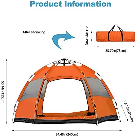 Ergocar Camping Tent 210T PU Cloth Waterproof Windproof Dome Tent, 3 to 4 Man Ultraligh Ventilated Pop up Tent for Family, Hiking, Backpacking & Fishing - Image 7