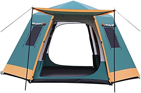 YXCKG Pop Up Tent for 5 to 8 Person Automatic Opening Hexangular Double Layer Tent, with Moisture-Proof Pad, Camping Instant Pop Up Tents with Sun Shelter Waterproof (Color : Green) by Unknown