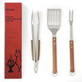 3-Piece BBQ Tool Set, 18-Inch Stainless Steel, Acacia Handles by Unknown
