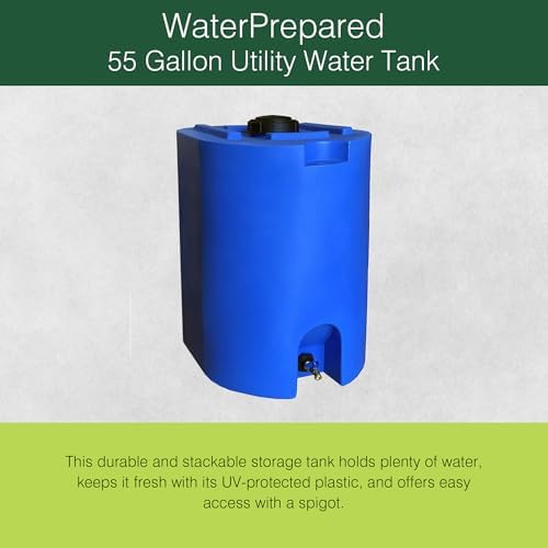 WaterPrepared 55 Gallon Unique Stackable Utility Water Tank, Blue, 2 Pack - Image 2