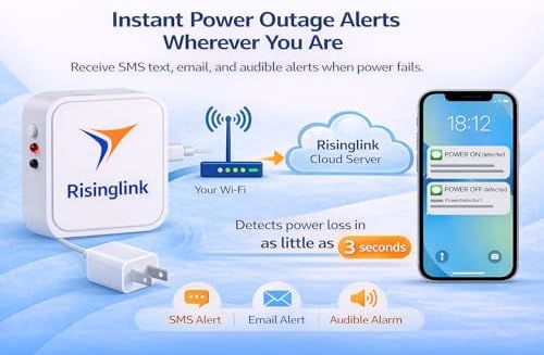 WiFi Power Outage Alarm Detector, Power Failure & Restoration Alerts with SMS Text, Email & Audible Alarm - Image 3