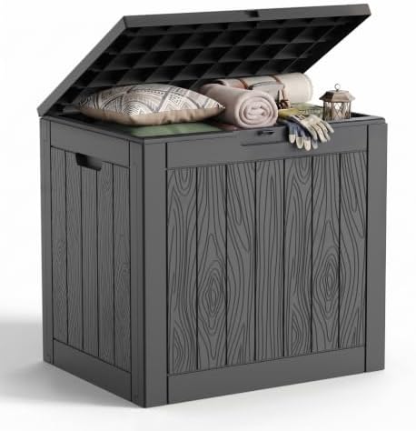EasyUp Outdoor Storage Box 38 Gallon Waterproof Resin Deck Boxes, Black by EASYUP