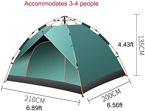 Camping Tent Instant Pop-Up Tent Waterproof Windproof Family Dome Tent for Camp Backpacking Hiking Outdoor Lightweight,Canvas Bell Tent with Carry Bag & Nail,Orange,C - Image 2