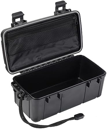 Waterproof Kayak Dry Box - Floating ABS Storage Case with Stainless Steel Hinge & Mesh Pocket - Airtight Floating Waterproof Case Box for Phones, Keys & Boating Gear - 8.8" x 4" x 3.5" by YVUDW