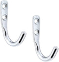FAPBADRI Multipurpose Hooks, Used to Hang Clothes, Bags, Coats, Curtain Hold Backs, Keys, Colour - Silver, Material - Stainless Steel, Screws and Wallplugs Included, Pack of 10 Pieces