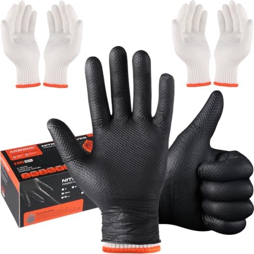 BBQ Gloves Disposable, 10Mil Heavy Duty Nitrile Gloves for Cooking Grilling by WELCOMEANBOSON