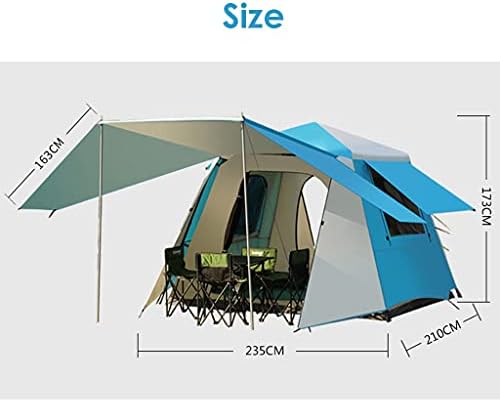 4 Person Easy Pop Up Tent, Camping Tents, Waterproof Windproof Family Tent, Instant Cabin Tent 6 Person, Tents for Camping Waterproof, Double Layer, Divided Curtain for Separated Room ( Color : Blue ) - Image 5