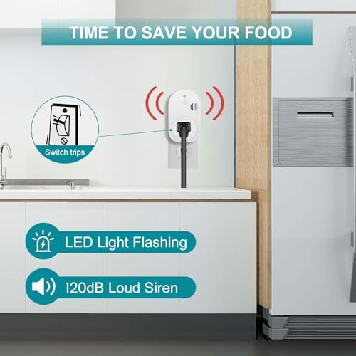 Briidea Power Failure Alarm with LED Indicator & 80dB Siren, Powered by Rechargeable Battery (Included), Perfect for Monitoring Refrigerators, Freezers, Sump Pumps, Aquariums - Image 2