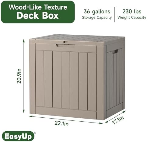 EasyUp 39 Gal Waterproof Outdoor Storage Box Resin Deck Box - Image 2