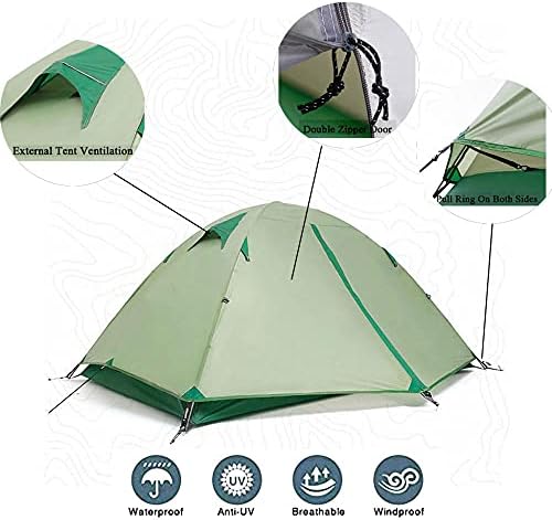 Camping Tent, Compact Dome Tent,2 Mins Easy Setup Lightweight Backpacking Tent,2 Person Waterproof Stormproof Tent, for Hiking Outdoor Camping Backpacking Survival Travel - Image 2