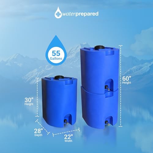 WaterPrepared 55 Gallon Unique Stackable Utility Water Tank, Blue - Image 3