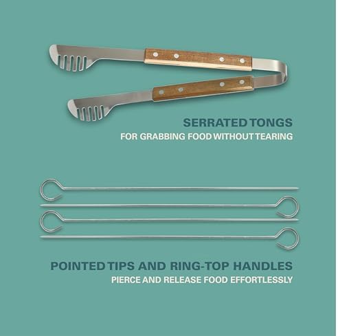 Gibson Home Barbeque Pro 8-Piece BBQ Tool Set with Acacia Wood Handles and Aluminum Storage Case – Grill Accessories Kit - Image 6