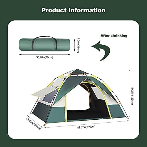 Ergocar Camping Tent 210T Oxford Cloth Waterproof Windproof Dome Adults Tent, 2-4 Man Ultraligh Ventilated 2 Doors & 2 Windows Pop up Tent for Family Long Trip, Hiking & Fishing - Image 7
