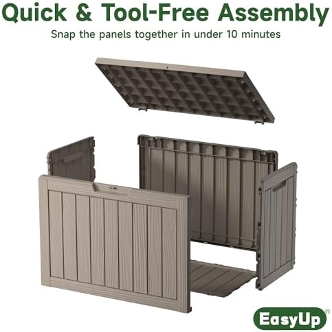 EasyUp 55 Gal Waterproof Outdoor Storage Box UV Resistant Deck Box - Image 5