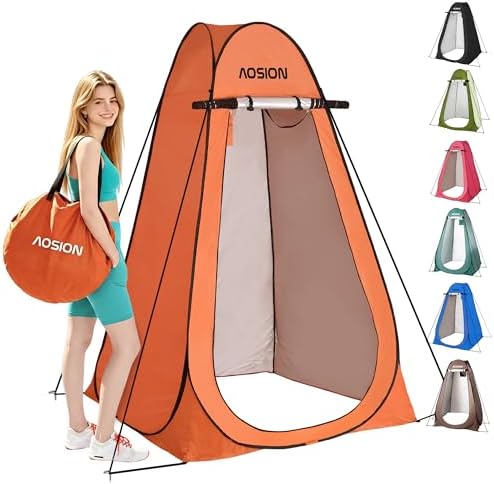 Pop Up Privacy Shower Tent, Portable Changing Dressing Room with Carry Bag, Waterproof Sun Shelter for Camping, Beach, Hiking & Outdoor Activities. by AOSIONUSA