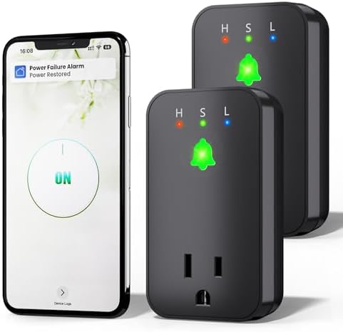 Power Failure Alarm WiFi, 2 Pack Smart Power Outage Alarm, App Notification by Satisure