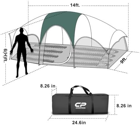 CAMPROS CP 8 Person Camping Tent, Room Divider, Rainfly, Weather Resistant - Image 2