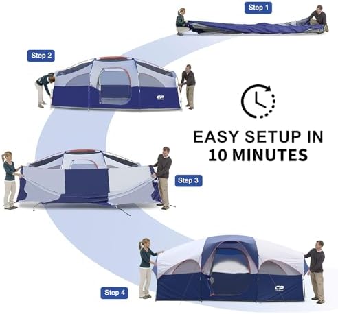 CAMPROS CP 8 Person Camping Tent, Room Divider, Rainfly, Weather Resistant - Image 2