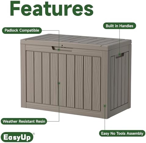 EasyUp 55 Gal Waterproof Outdoor Storage Box UV Resistant Deck Box - Image 2