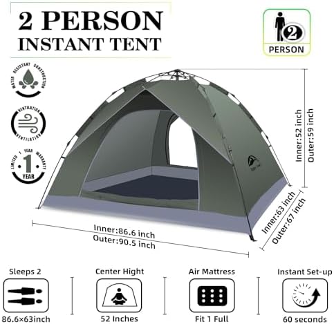Happy Travel 2/4 Person Camping Tent, Instant Easy Pop Up Tents for Camping - Image 2