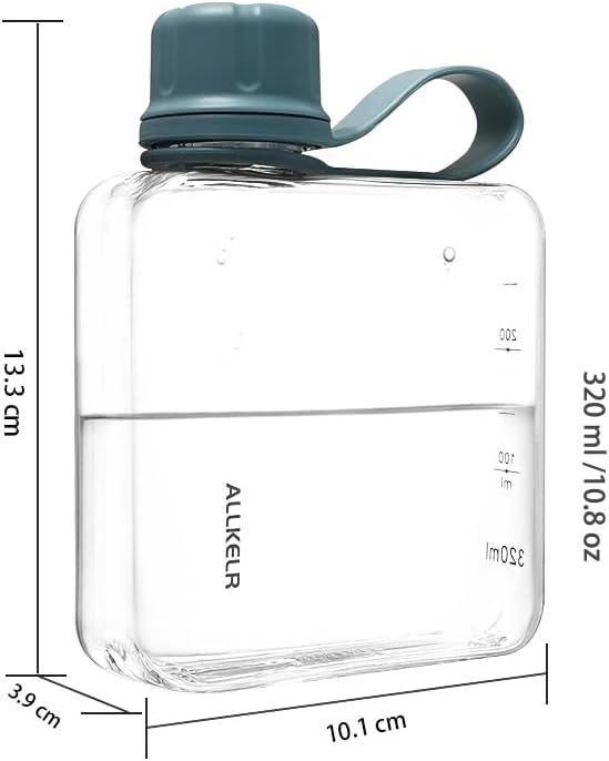 Portable Flat Water Bottle,BPA Free Reusable Tritan Plastic Travel Water Bottle Cup,Lightweight Leakproof Slim Water Bottle Fits Purse,Backpacking, Hiking (White, 10.8 oz)