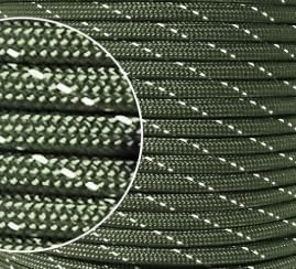 Paracord Rope, Reflective III Parachute Cord 7 Strand Core 550lb, 50ft Army Green - High Visibility Abrasion Resistant Easy to Tie, Multi-Purpose Rope for Camping Survival DIY
