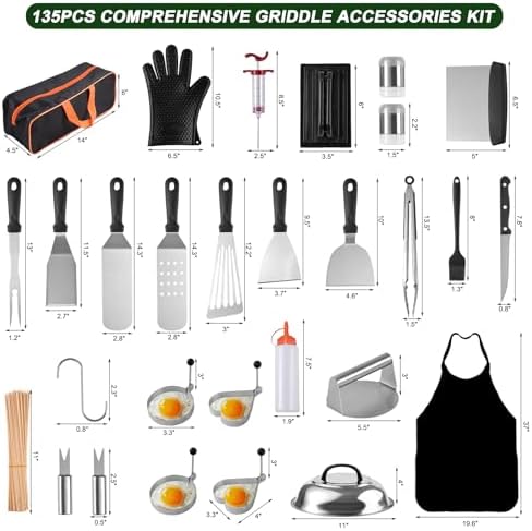 139PCS Griddle Accessories for Blackstone, Perfect Flat Top Grill Accessories for Camp Chef, Griddle Spatula Set with Metal Spatula, Enlarged Spatulas, Basting Cover for Outdoor Barbecue - Image 2