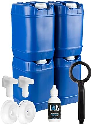 5-Gallon Stackable Water Storage Containers with Lids, Emergency Water Storage Kit Including Spigots, Wrench, and Water Preserver, 20 Gallons - Image 6
