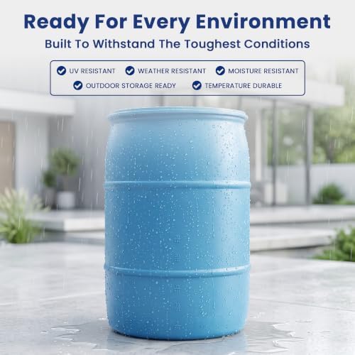 55 Gallon Water Storage Barrel, BPA Free, Emergency Water Supply - Eco Friendly - Made in USA (BLACK) - Image 7