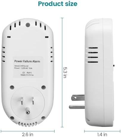 Briidea Power Failure Alarm with High/Low Voltage Alert, LED Indicators, 100-120dB Adjustable Alarm, Perfect for Refrigerators, Freezers, and Sewage - Image 6