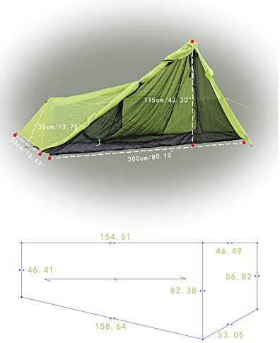 Ultralight Waterproof Two-Layer Pole-less UL Trekking Pole Pyramid Tent - Image 2