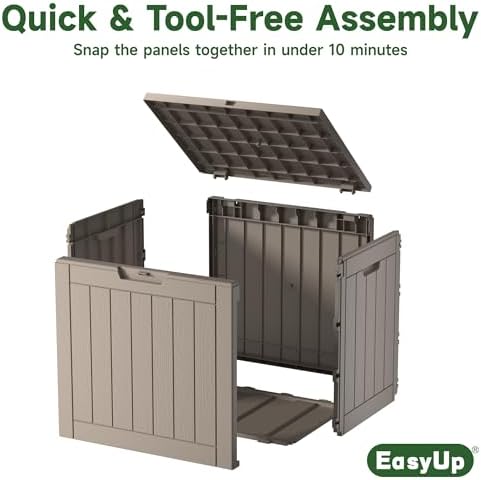 EasyUp 39 Gal Waterproof Outdoor Storage Box Resin Deck Box - Image 6