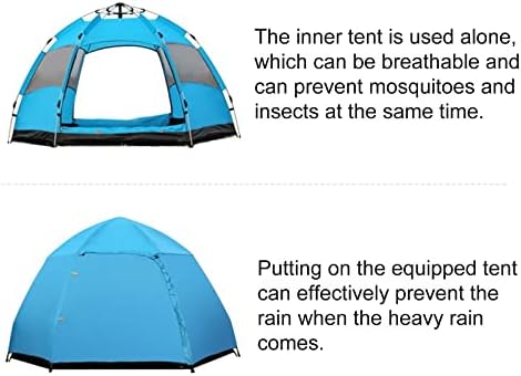 Camping Tent Instant Pop-Up Tent Family Dome Tent with Carry Bag Bell Tent Waterproof Windproof for Camp Backpacking Hiking Outdoor Lightweight,Blue,L - Image 4