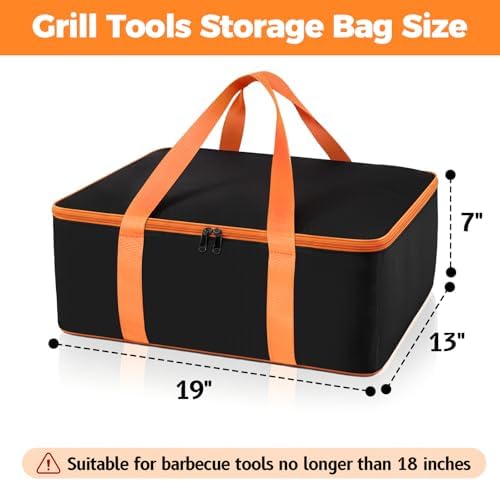Grill Utensil Storage Bag for Outdoor Grilling, 19 x 13 x 7in, Black - Image 2