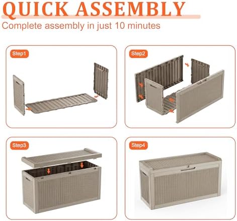 EasyUp 70 Gal Waterproof Outdoor Storage Box UV Resistant Deck Box - Image 4