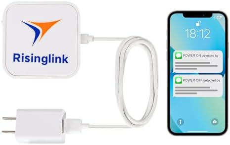 WiFi Power Outage Alarm Detector, Power Failure & Restoration Alerts with SMS Text, Email & Audible Alarm by Risinglink