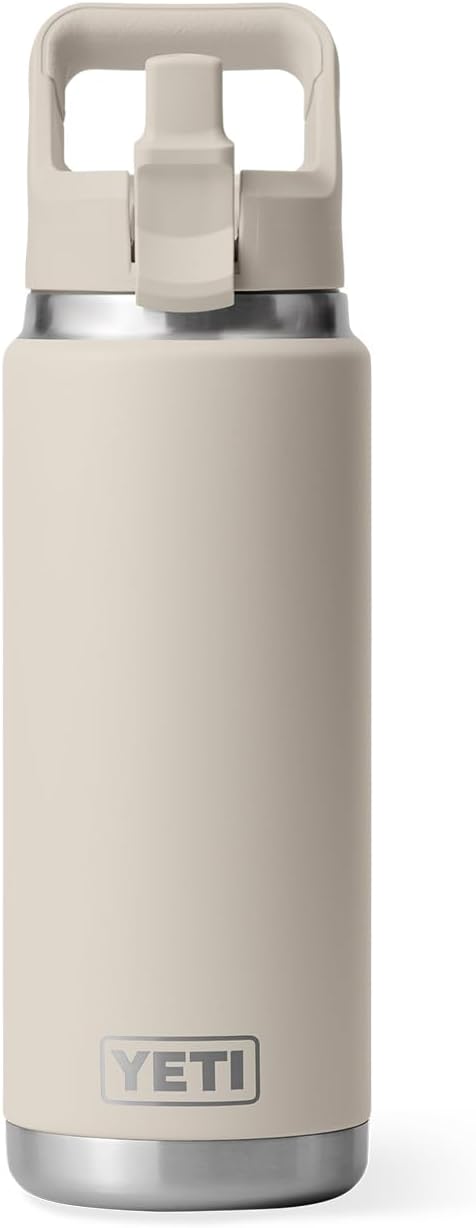 YETI Rambler 26 oz Bottle, Vacuum Insulated, Stainless Steel with Color Matching Straw Cap