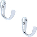 FAPBADRI Multipurpose Hooks, Used to Hang Clothes, Bags, Coats, Curtain Hold Backs, Keys, Silver Colour, Material - White Metal, Screws and Wallplugs Included, Pack of 4 Pieces