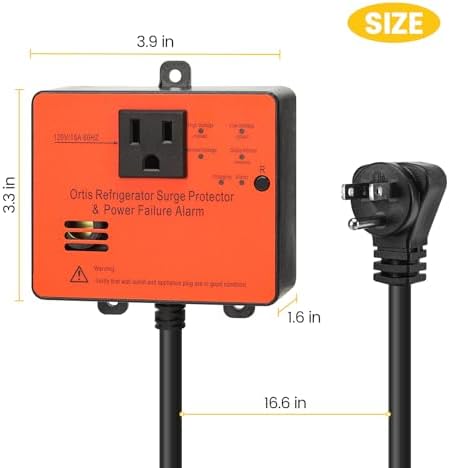 Ortis Refrigerator Surge Protector & Power Failure Alarm, Protects Against Voltage Abnormalities, with LED Indicator Light & 110dB Alarm, Ideal for Refrigerators, Freezers, and Sewage - Image 6
