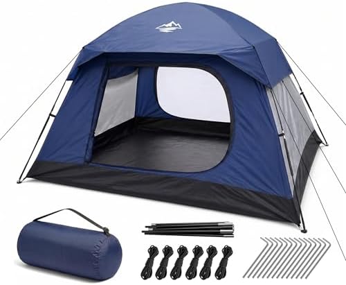 Camping Tent 4 Person, Waterproof Windproof Dome Tent with Rainfly, Easy Setup Portable Tent for Outdoor Camping by Purebox