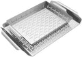 HENCKELS BBQ 2-pc Stainless Steel Grill Topper and Basket Set, Heavy-Duty Grilling Trays with Perforated Design, Easy-Grip Handles, Ideal for Vegetables, Seafood, and Small Foods by Unknown